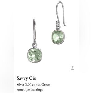 NWT .925 Silver 3.00 ct. tw. SAVVY CIE Green Amethyst Dangle Earrings